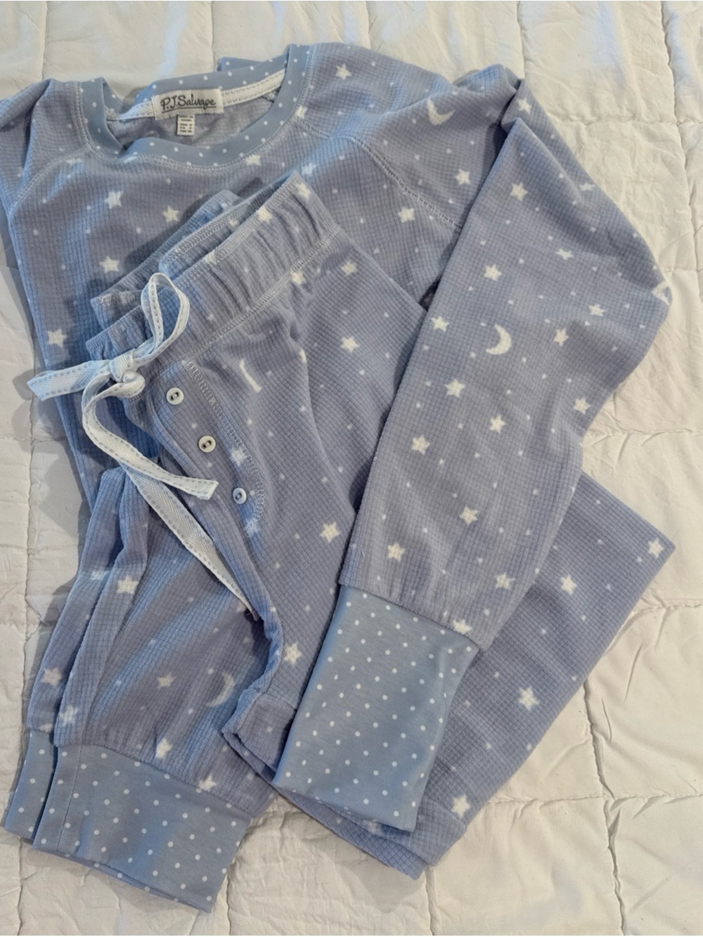 PJ Salvage Light Blue white Star & Moon women’s Pajama Set- size medium